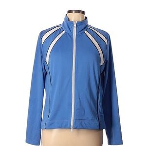 Oleg Cassini Track Jacket Dusty Blue Color Block Large